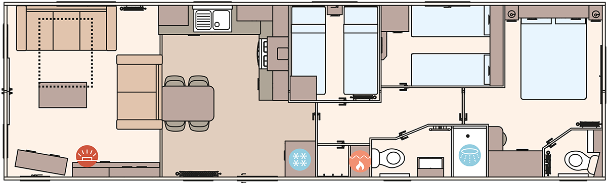 The Beverley 40ft x 12ft x 3 Bedroom floorplan