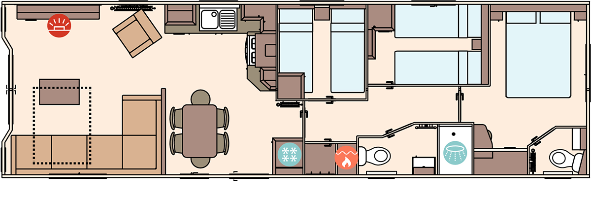 The Beachcomber 40 x 12 x 3 bedroom floorplan