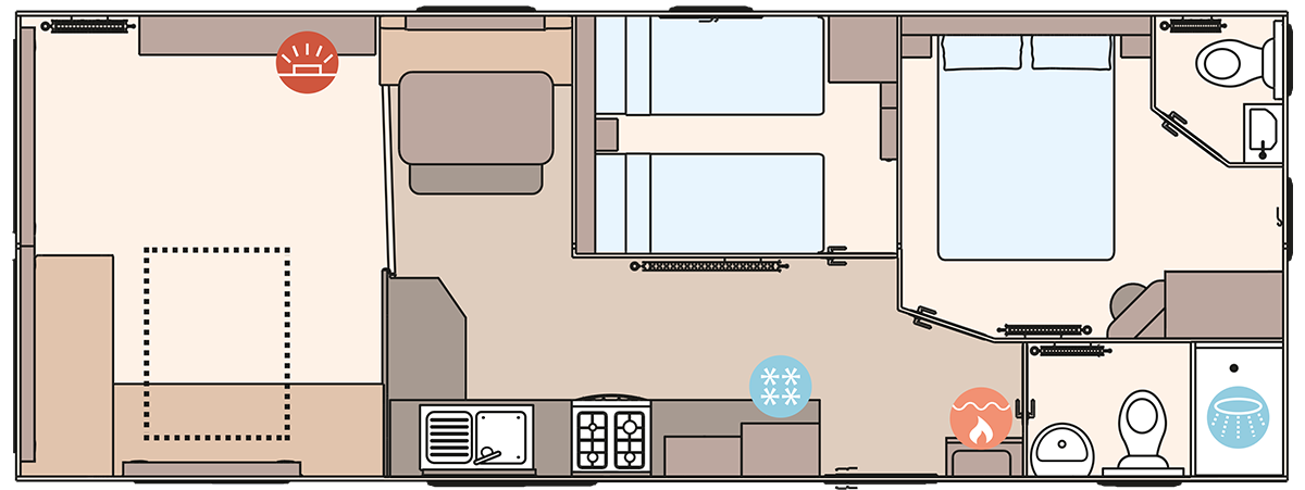 The Coworth 32ft x 12ft x 2 Bedroom floorplan