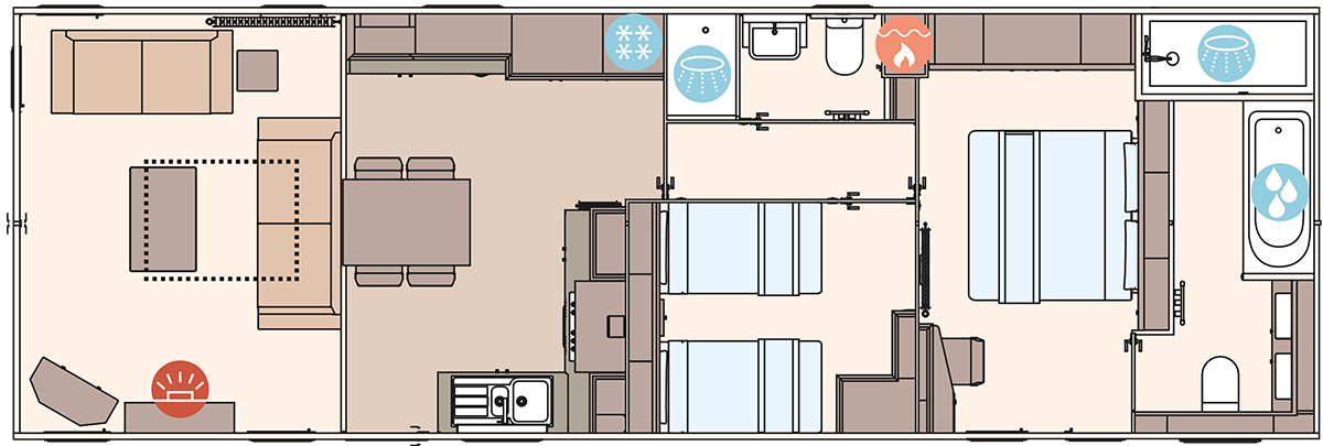 The Beaumont 42ft x 14ft x 2 Bedroom floorplan
