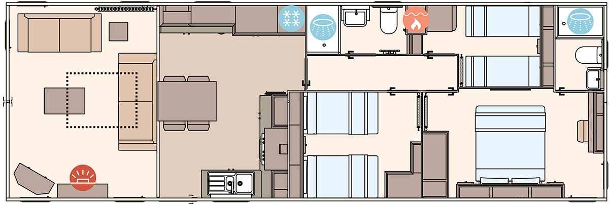 The Beaumont 42ft x 14ft x 3 Bedroom floorplan