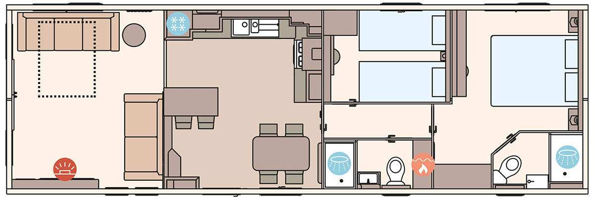 The Ingleton 40ft x 13ft x 2 Bedroom floorplan