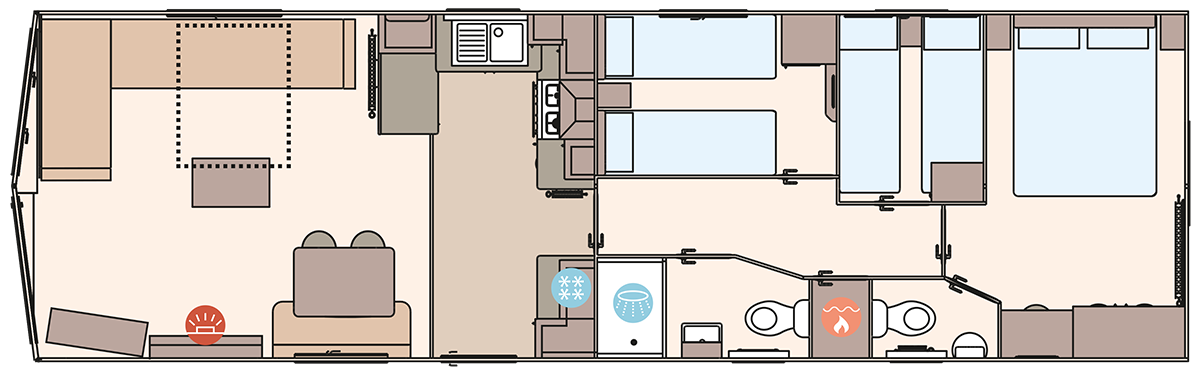 The Keswick 39ft x 12ft x 3 Bedroom floorplan