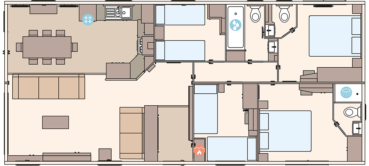 The Kielder 44ft x 20ft x 4 Bedroom Double En Suite Option floorplan
