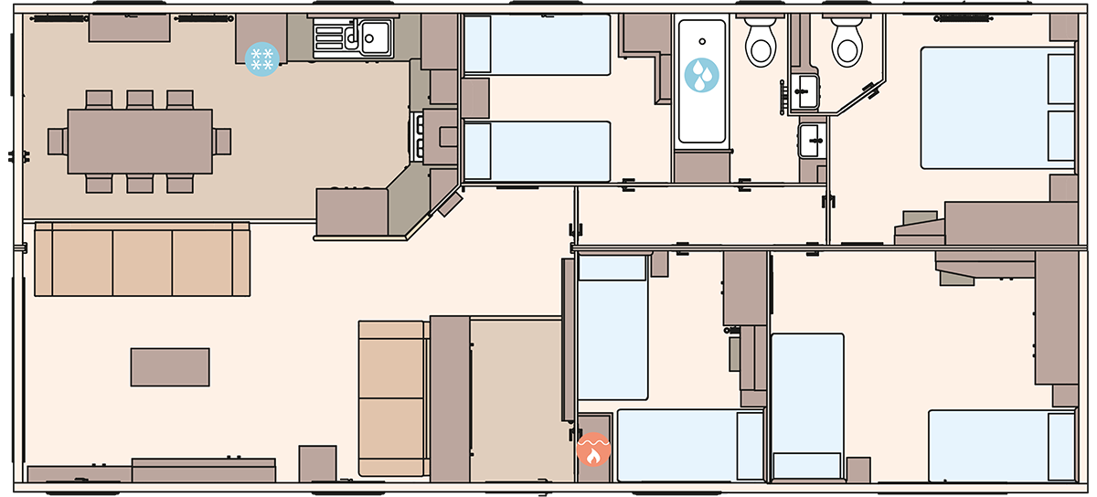 The Kielder 44ft x 20ft x 4 Bedroom floorplan