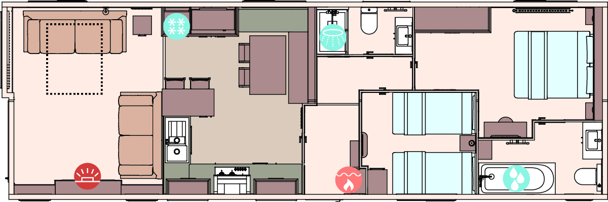 The Beaumont Lodge 43ft x 14ft x 2 Bedroom floorplan