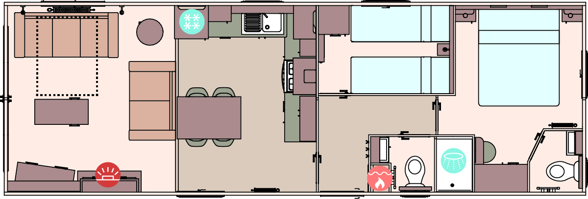 The Beverley 36ft x 12ft x 2 Bedroom floorplan