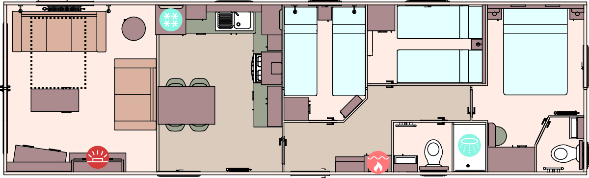 The Beverley 40ft x 12ft x 3 Bedroom floorplan