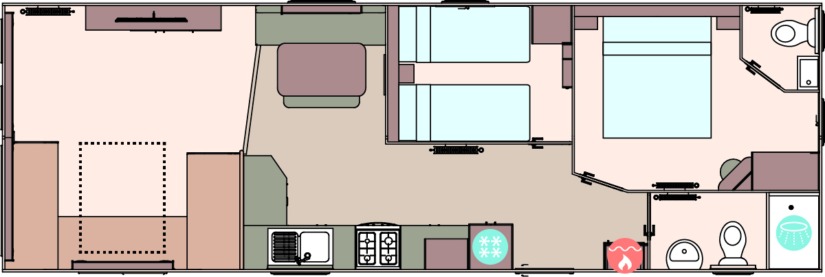 The Coworth 36ft x 12ft x 2 Bedroom floorplan
