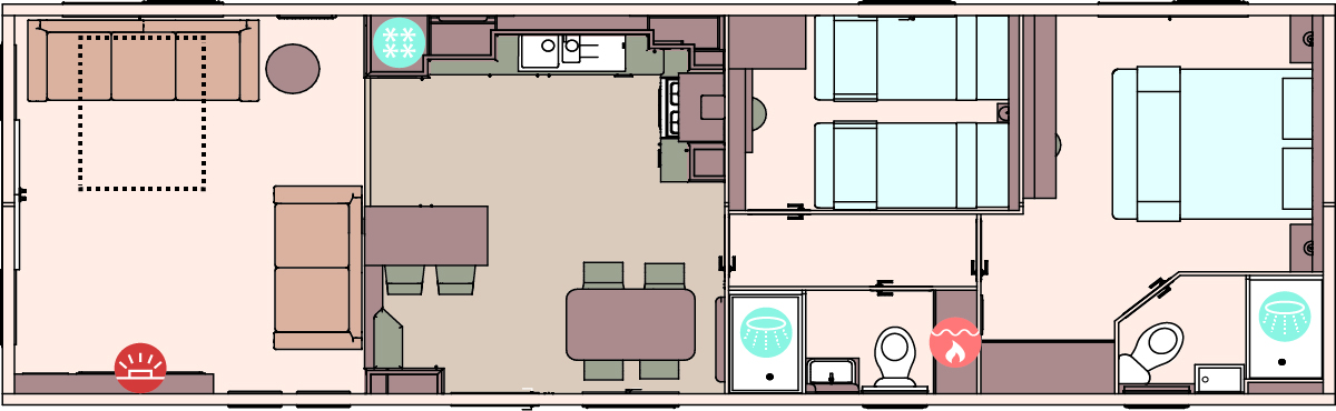 The Ingleton 40ft x 12ft x 2 Bedroom floorplan