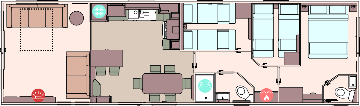 The Ingleton 41ft x 12ft x 3 Bedroom floorplan