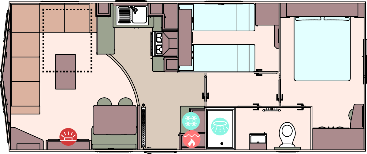 The Keswick 28ft x 12ft x 2 Bedroom  floorplan