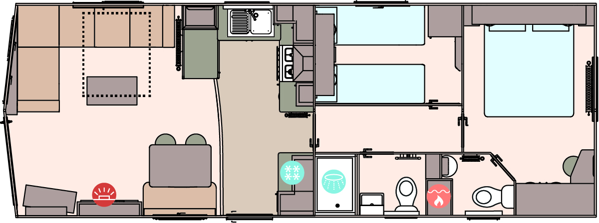 The Keswick 32ft x 12ft x 2 Bedroom floorplan