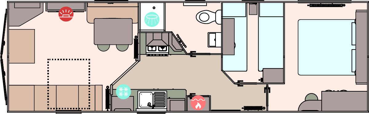 The Keswick 32ft x 10ft x 2 Bedroom  floorplan