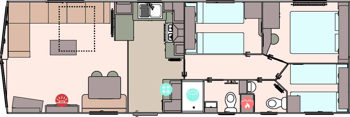 The Keswick 36ft x 12ft x 3 Bedroom floorplan