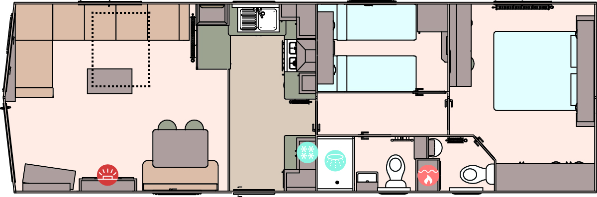 The Keswick 36ft x 12ft x 2 Bedroom  floorplan