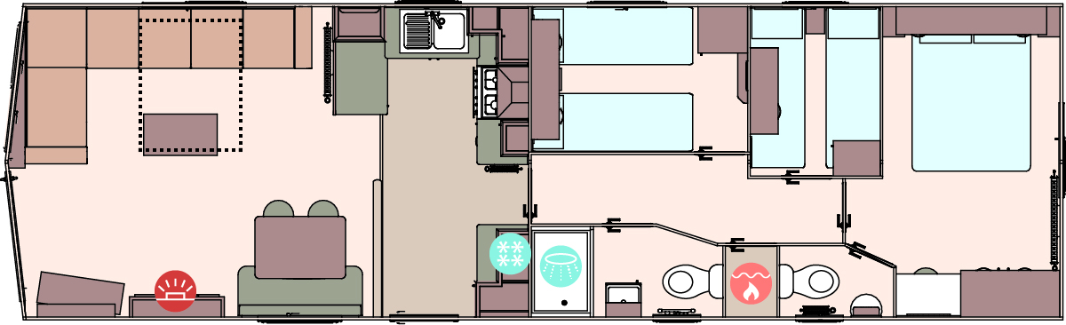 The Keswick 39ft x 12ft x 3 Bedroom floorplan