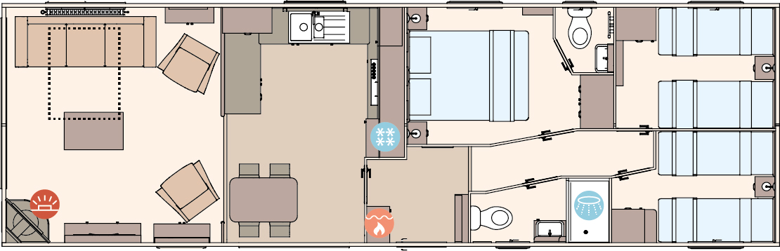 The Langdale 41ft x 13ft x 3 Bedroom floorplan