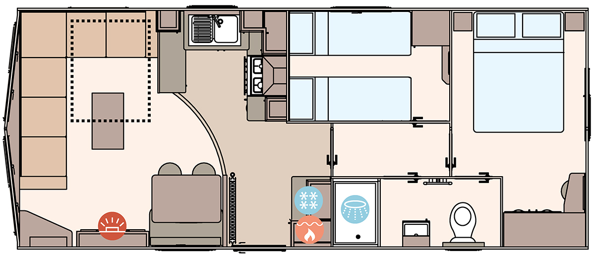 The Keswick 28ft x 12ft x 2 Bedroom  floorplan