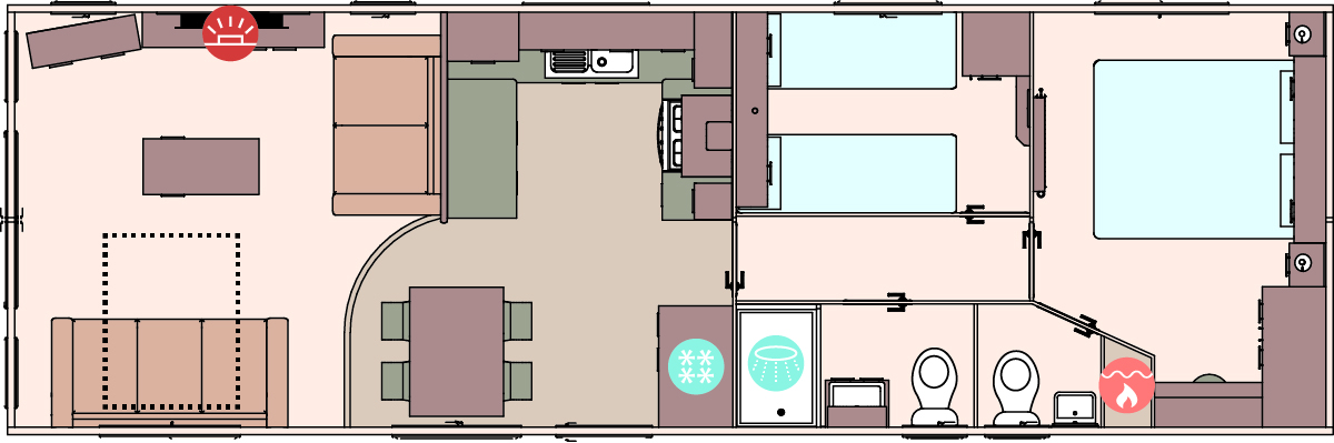 The St David 37ft x 12ft x 2 Bedroom floorplan
