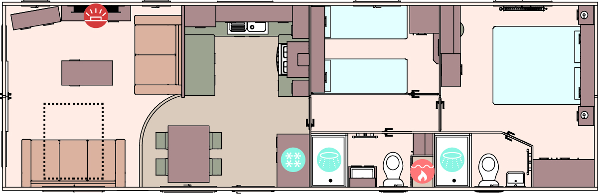 The St David 38ft x 12ft x 2 Bedroom floorplan