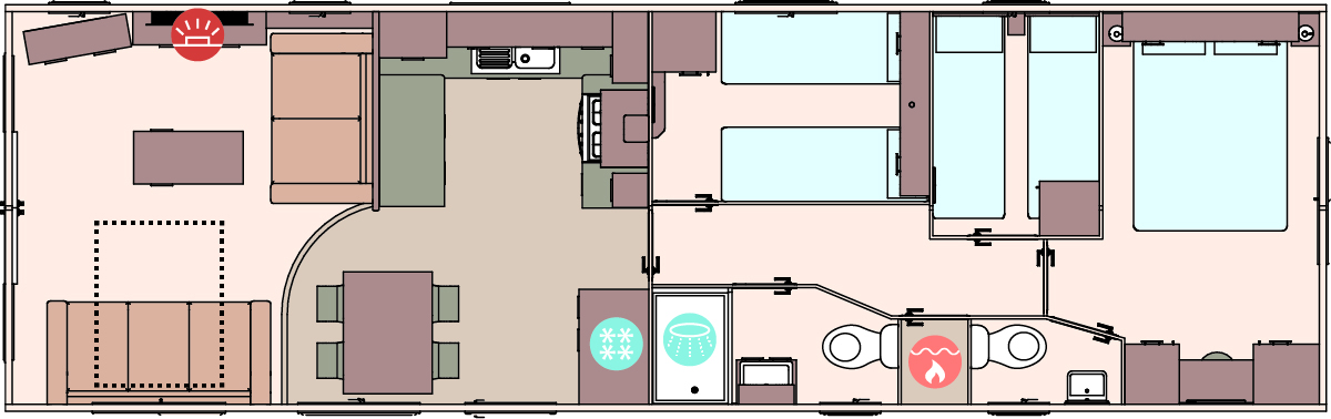 The St David 39ft x 12ft x 3 Bedroom floorplan