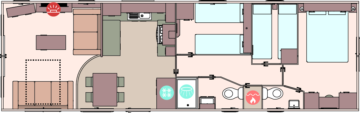 The St David 39ft x 12ft x 3 Bedroom floorplan