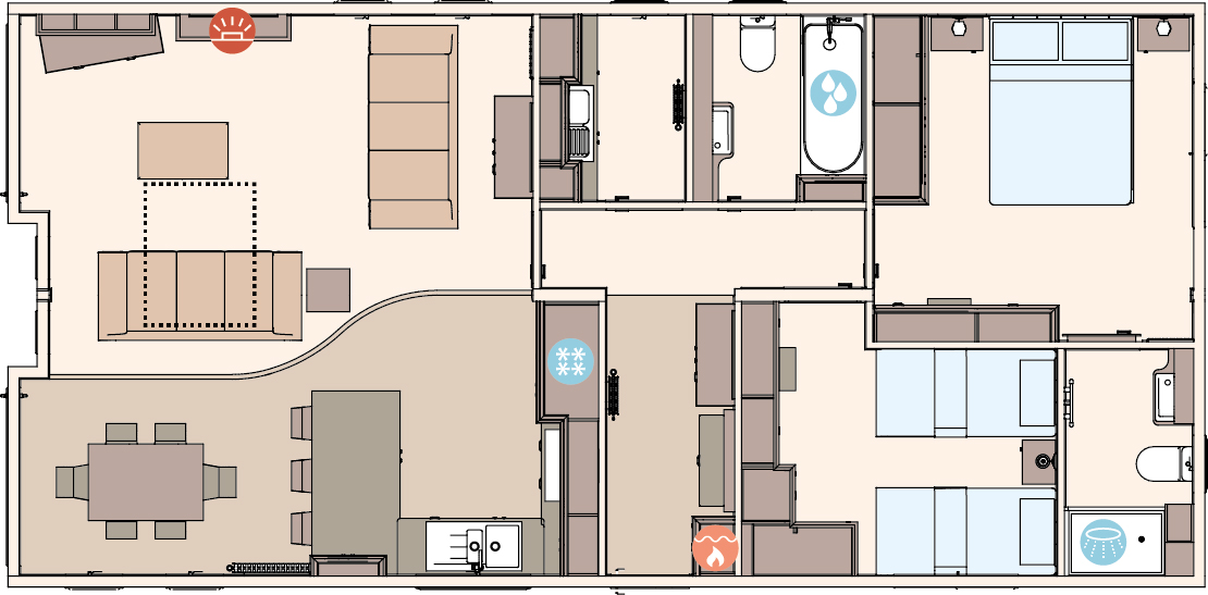 The Harrogate 41ft x 20ft x 2 Bedroom floorplan