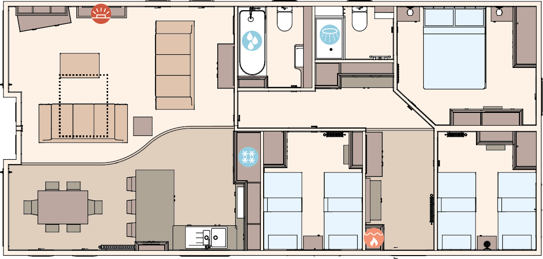 The Harrogate 42ft x 20ft x 3 Bedroom floorplan
