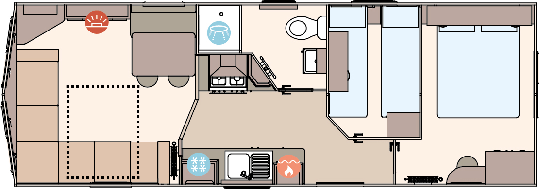 The Keswick 28ft x 10ft x 2 Bedroom  floorplan