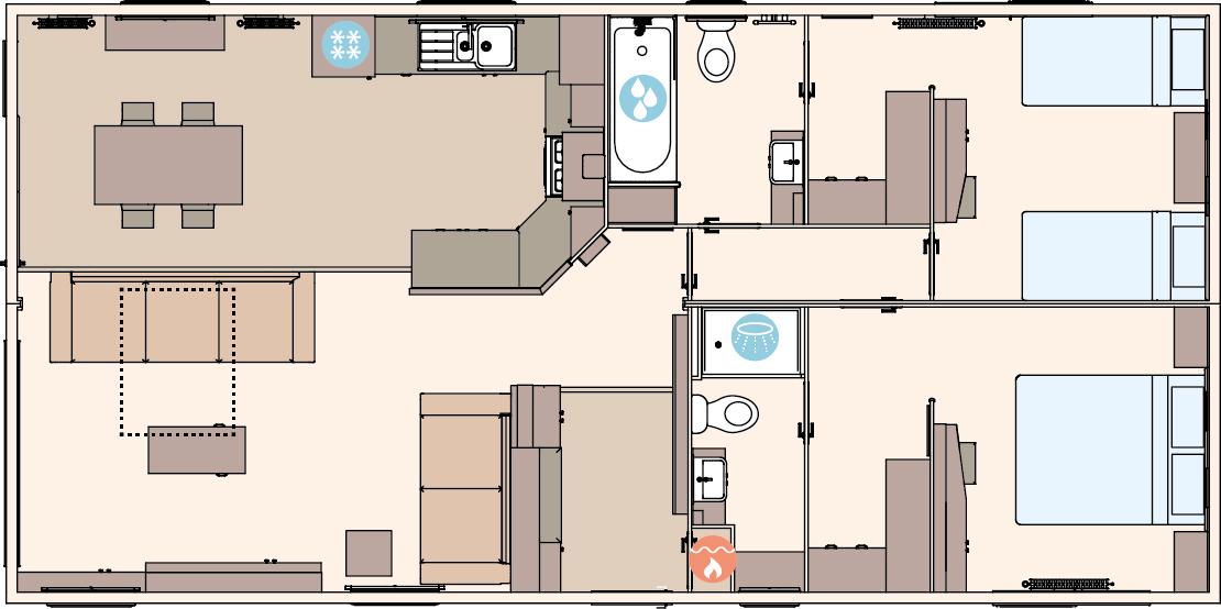 The Kielder 40ft x 20ft x 2 Bedroom floorplan