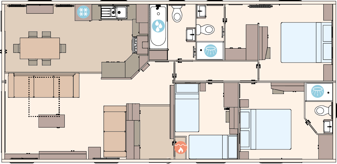 The Kielder 41ft x 20ft x 3 Bedroom (Double Bed with En Suite Option)  floorplan