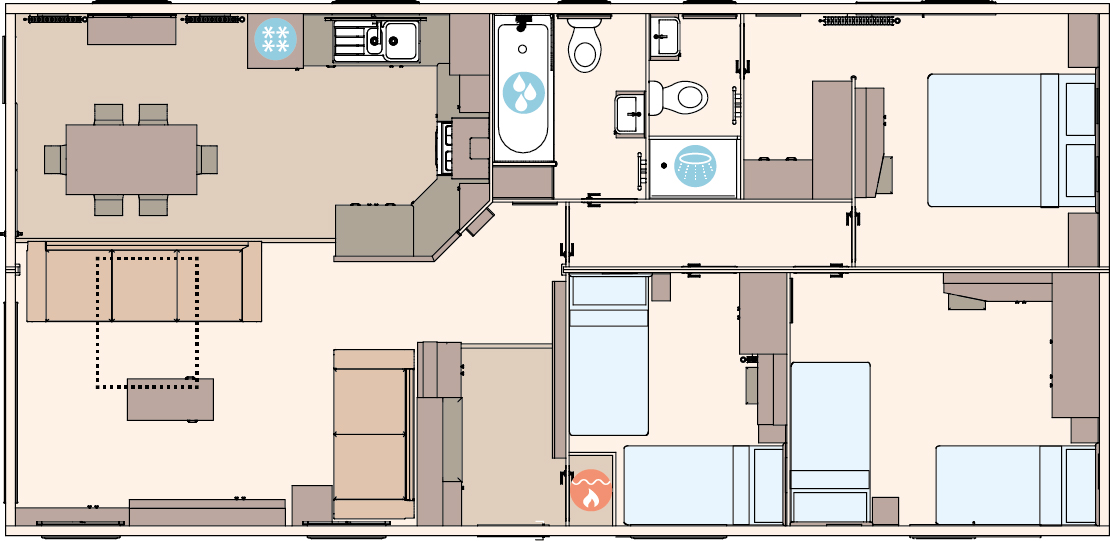 The Kielder 41ft x 20ft x 3 Bedroom floorplan