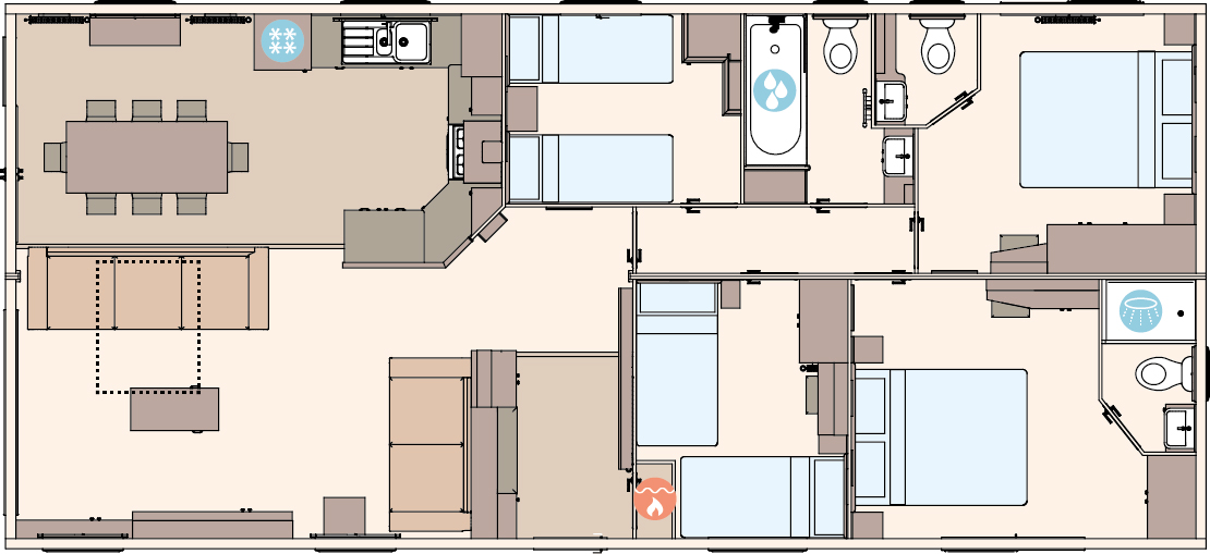 The Kielder 44ft x 20ft x 4 Bedroom floorplan