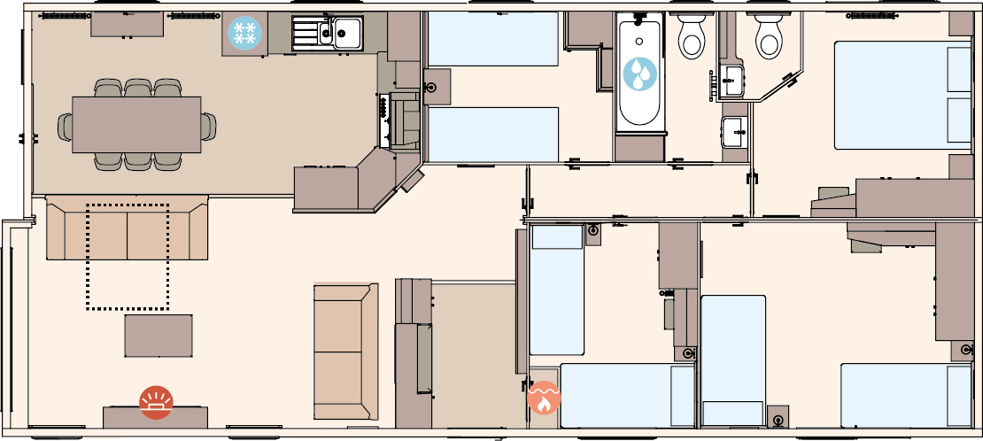 The Kielder Exclusive 45ft x 20ft x 4 Bedroom floorplan
