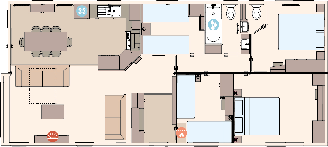 The Kielder Exclusive 45ft x 20ft 4 Bedroom (Double Bed Option) floorplan