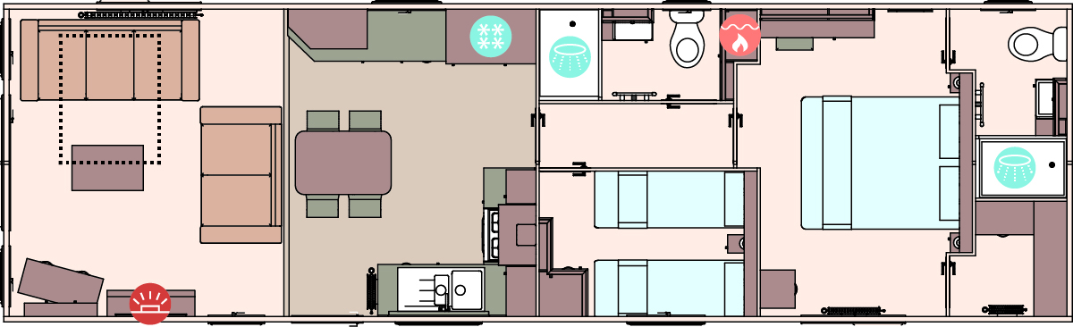 The Windermere 40ft x 12ft x 2 Bedroom  floorplan