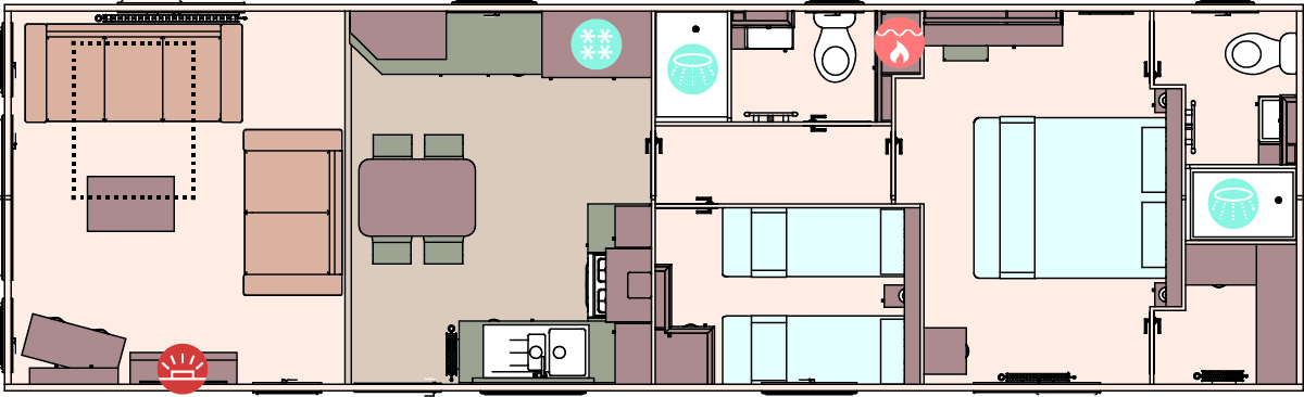 The Windermere 40ft x 12ft x 2 Bedroom floorplan