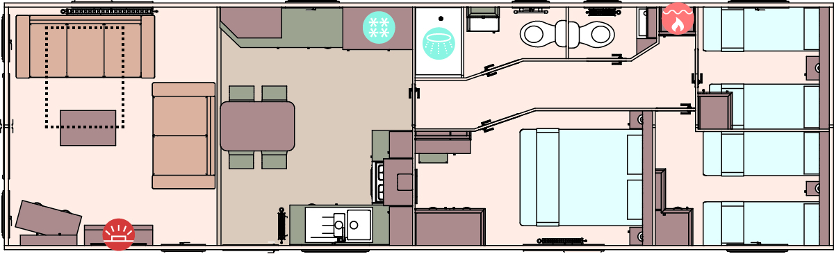 The Windermere 40ft x 12ft x 3 Bedroom  floorplan