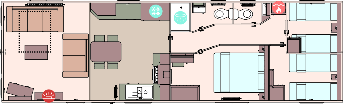 The Windermere 40ft x 12ft x 3 Bedroom floorplan