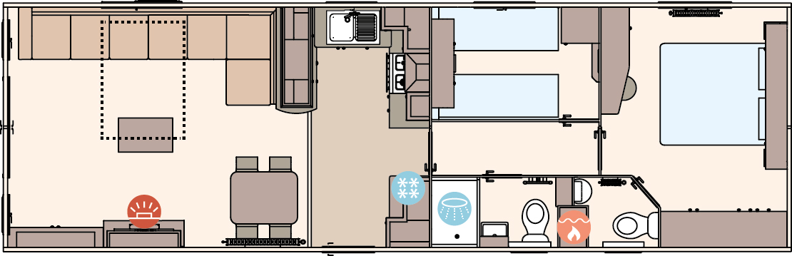 The Wimbledon 38ft x 12ft x 2 Bedroom floorplan