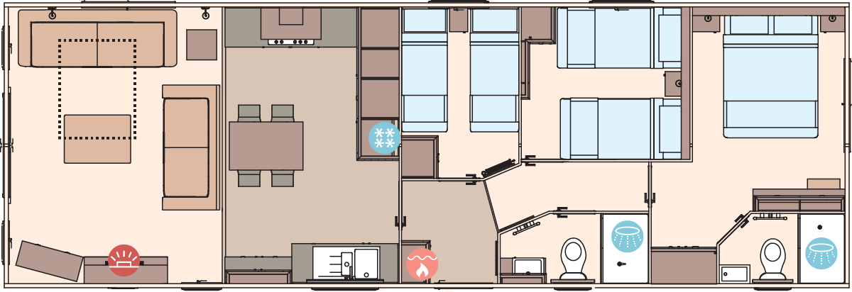 The Ambleside Premier 41ft x 14ft x 3 Bedroom  floorplan