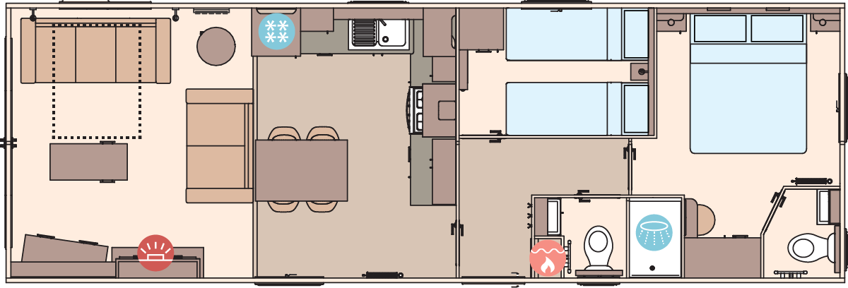 The Beverley 36ft x 12ft x 2 Bedroom floorplan