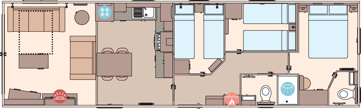 The Beverley 40ft x 12ft x 3 Bedroom floorplan
