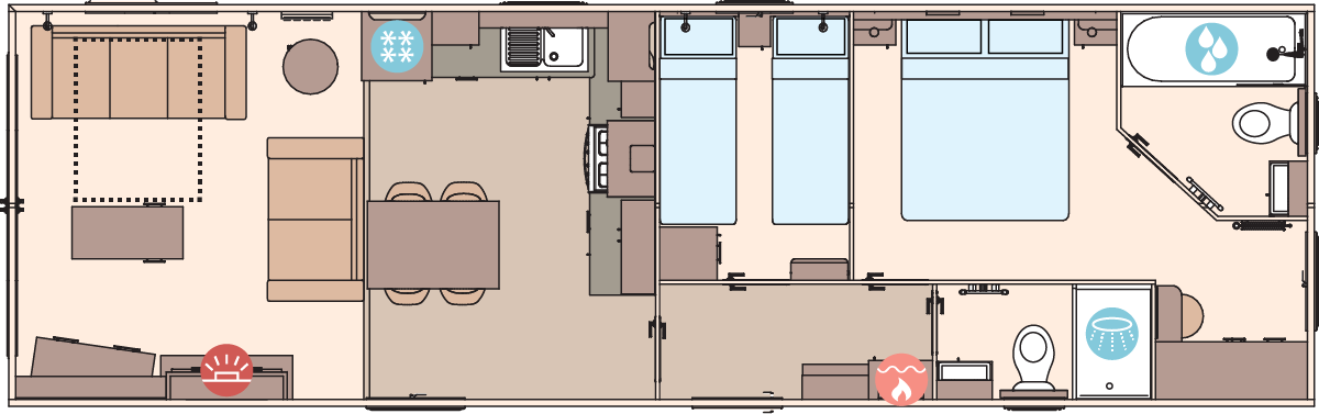 The Beverley 39ft x 12ft x 2 Bedroom floorplan