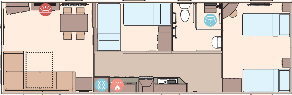 The Derwent 38ft x 12ft x 2 Bedroom floorplan