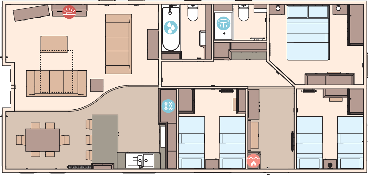The Harrogate 42ft x 20ft x 3 Bedroom floorplan