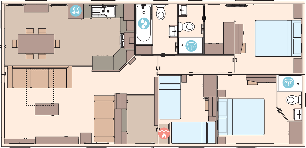 The Kielder 41 x 20 x 3 Bedroom (Double Bed with En Suite Option)  floorplan