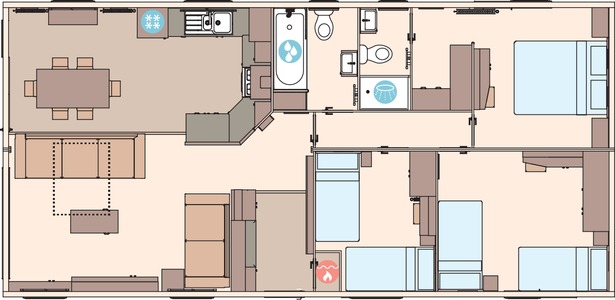 The Kielder 41ft x 20ft x 3 Bedroom floorplan