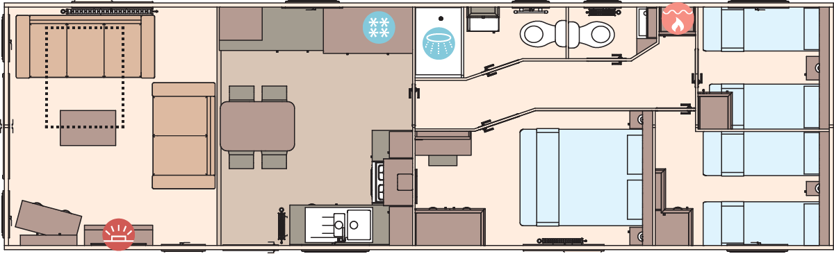 The Windermere 40ft x 12ft x 3 Bedroom floorplan